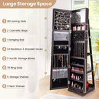 Meuble à bijoux rotatif à 360°, organisateur de bijoux 2-en-1 avec miroir et serrure Blanc/Noir/Marron foncé/Gris/Bleu/Rose/Violet/Gris foncé