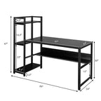 Bureau d'ordinateur multifonctionnel avec étagères de rangement à 4 niveaux