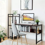 Bureau d'ordinateur multifonctionnel avec étagères de rangement à 4 niveaux