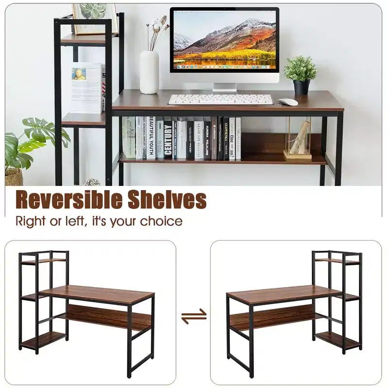 Costway Multi-Functional Computer Desk with 4-tier Storage shelves