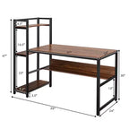 Bureau d'ordinateur multifonctionnel avec étagères de rangement à 4 niveaux