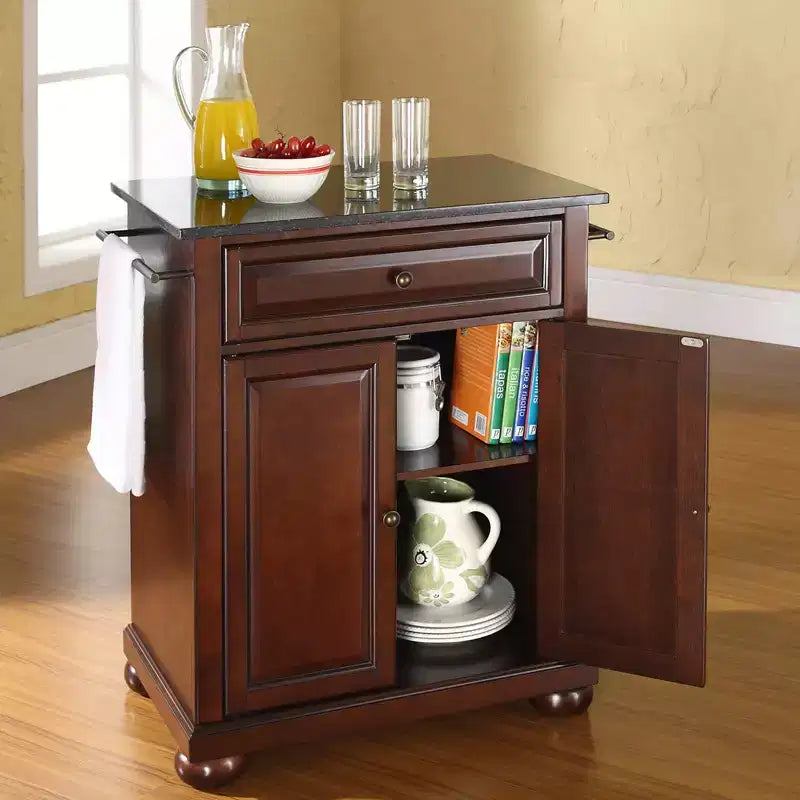 Alexandria Black Granite Top Portable Kitchen Island/Cart - Crosley