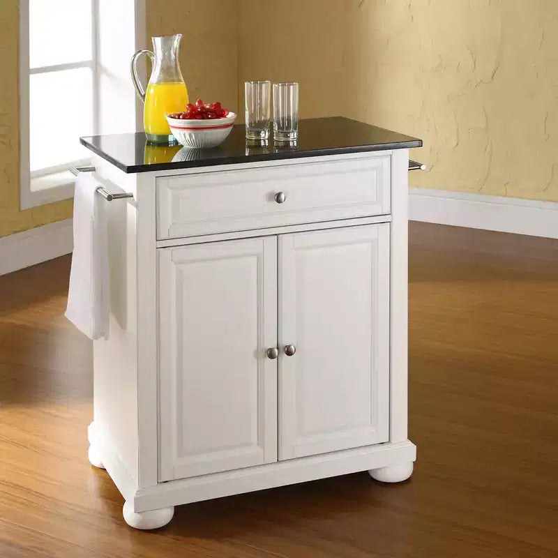 Alexandria Black Granite Top Portable Kitchen Island/Cart - Crosley