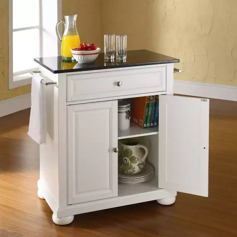 Alexandria Black Granite Top Portable Kitchen Island/Cart - Crosley