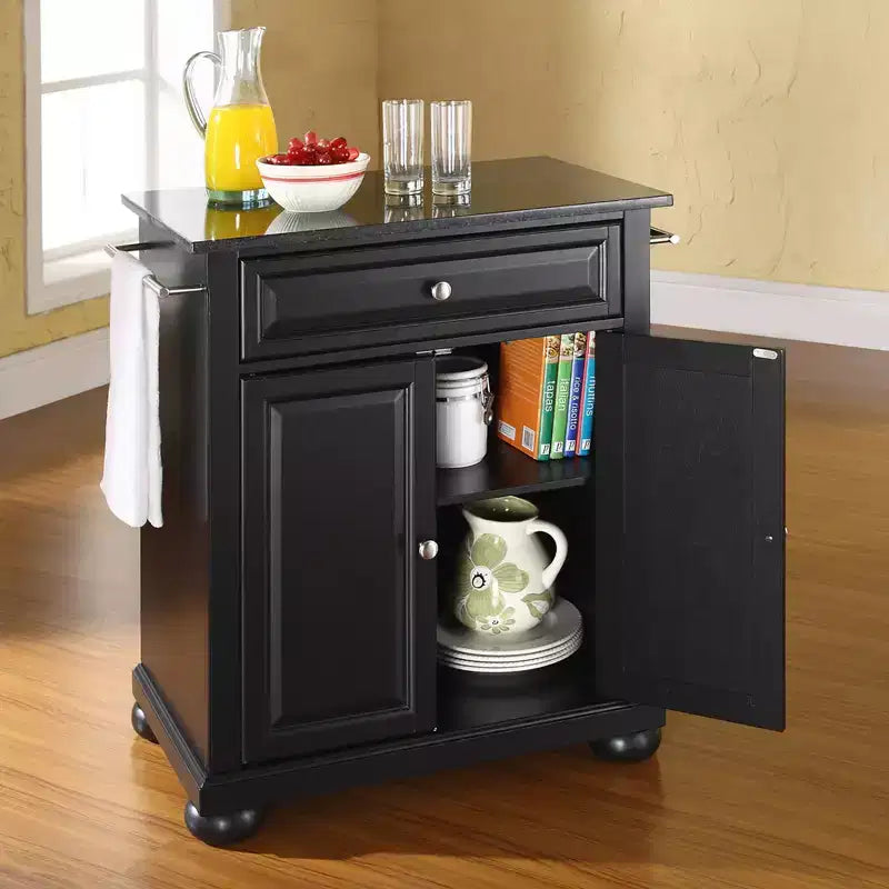 Alexandria Black Granite Top Portable Kitchen Island/Cart - Crosley