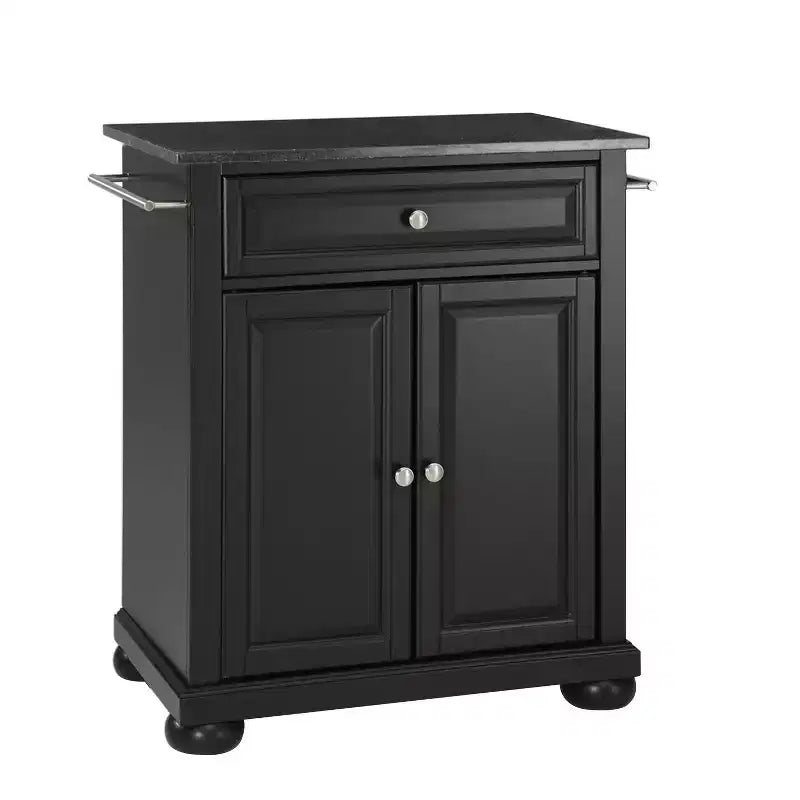 Alexandria Black Granite Top Portable Kitchen Island/Cart - Crosley