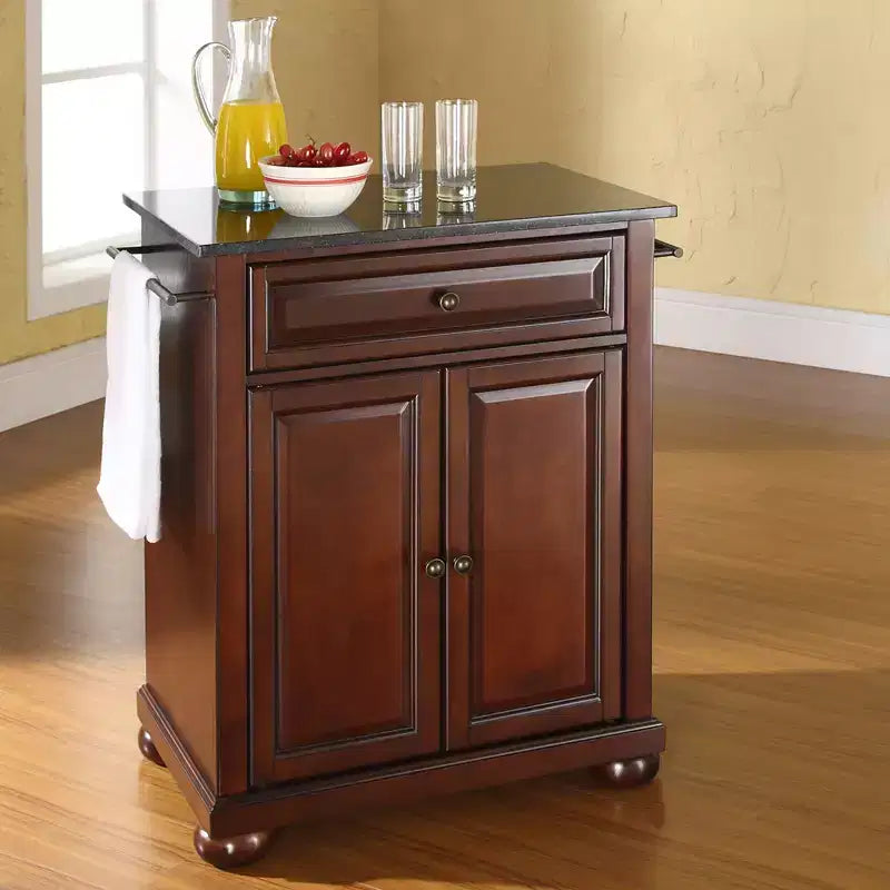 Alexandria Black Granite Top Portable Kitchen Island/Cart - Crosley
