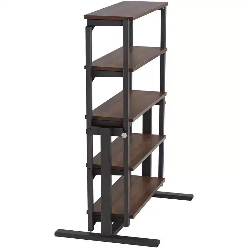 55 Downing Street Walnut and Gray Convertible Bookshelf Dining Table