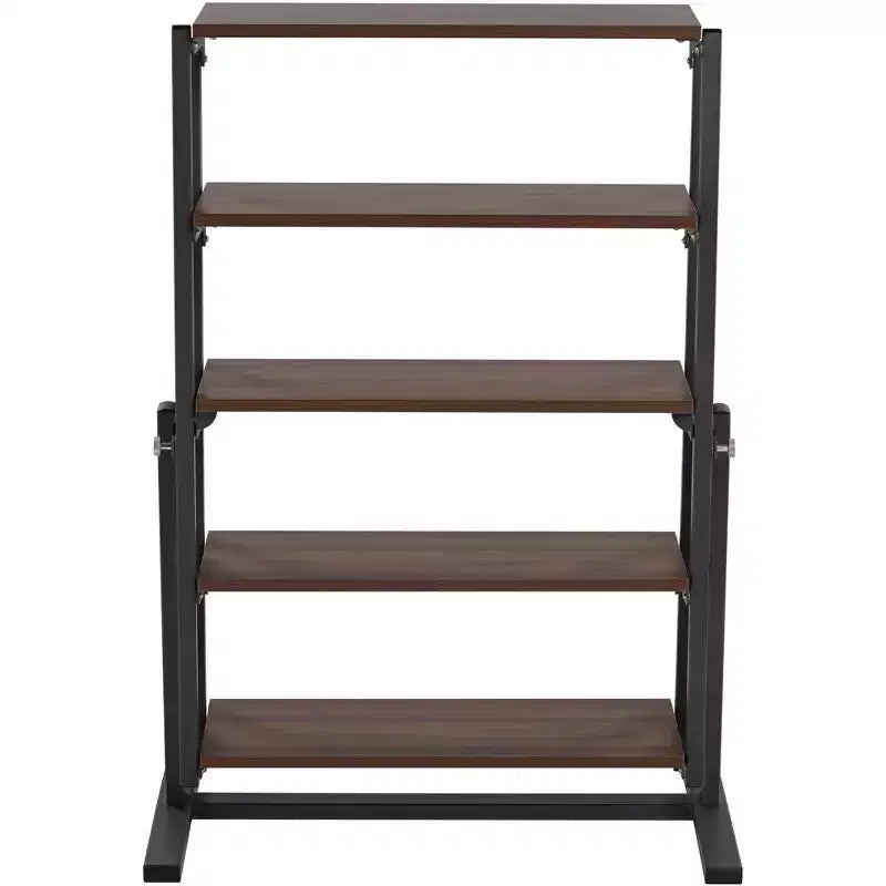 55 Downing Street Walnut and Gray Convertible Bookshelf Dining Table