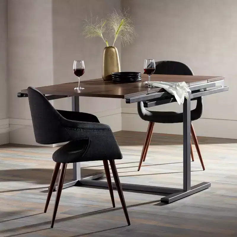 55 Downing Street Walnut and Gray Convertible Bookshelf Dining Table