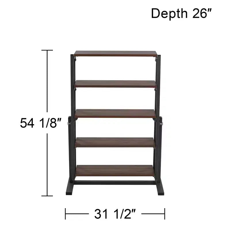 55 Downing Street Walnut and Gray Convertible Bookshelf Dining Table