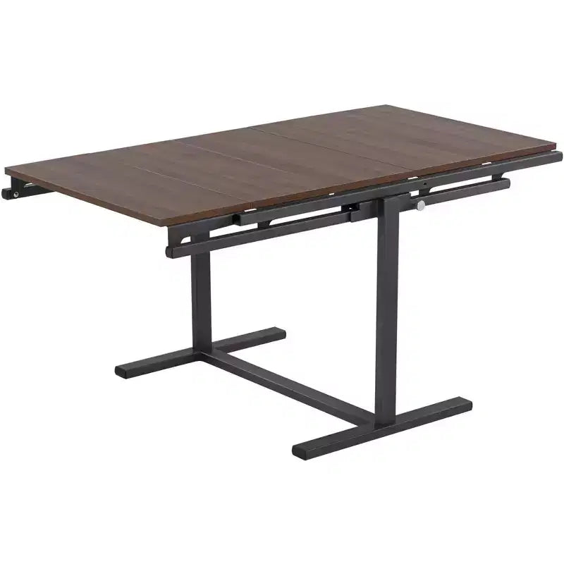 55 Downing Street Walnut and Gray Convertible Bookshelf Dining Table