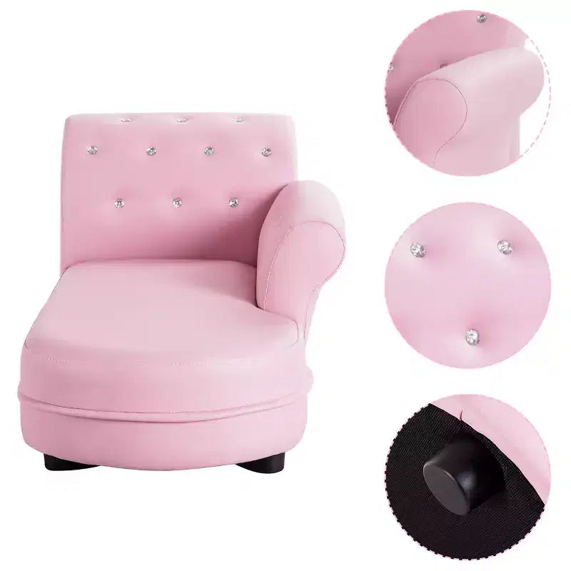 Costway Pink Kids Sofa Chaise Lounge Armrest Chair Relax Couch Bedroom Living Room