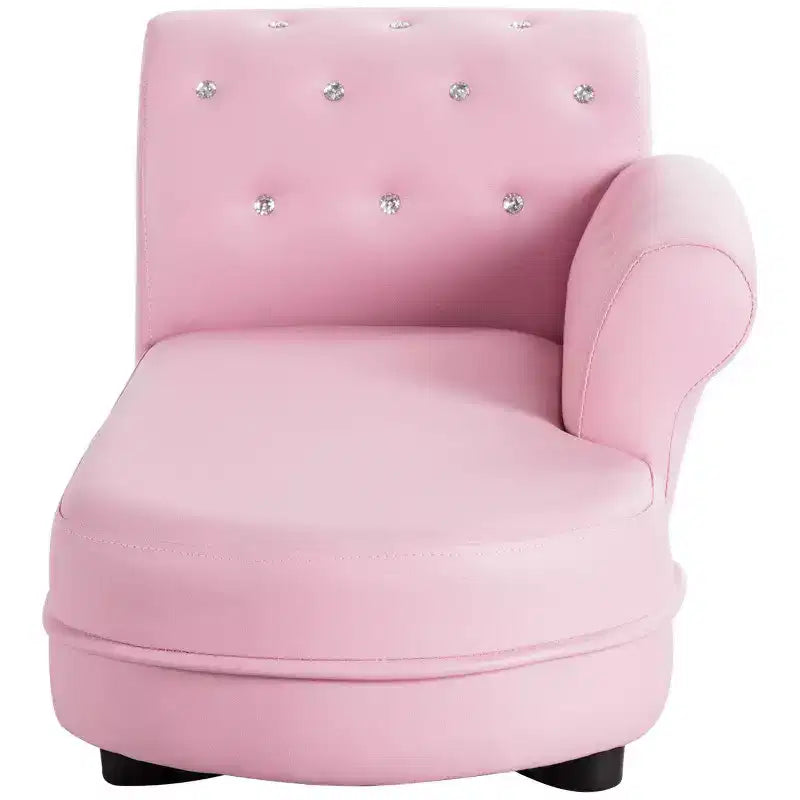 Costway Pink Kids Sofa Chaise Lounge Armrest Chair Relax Couch Bedroom Living Room