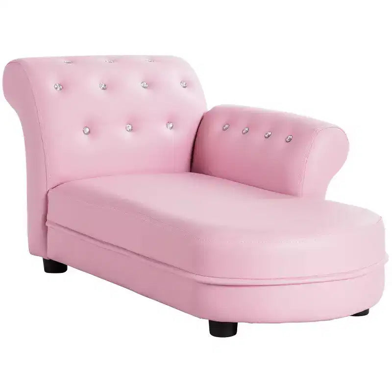 Costway Pink Kids Sofa Chaise Lounge Armrest Chair Relax Couch Bedroom Living Room