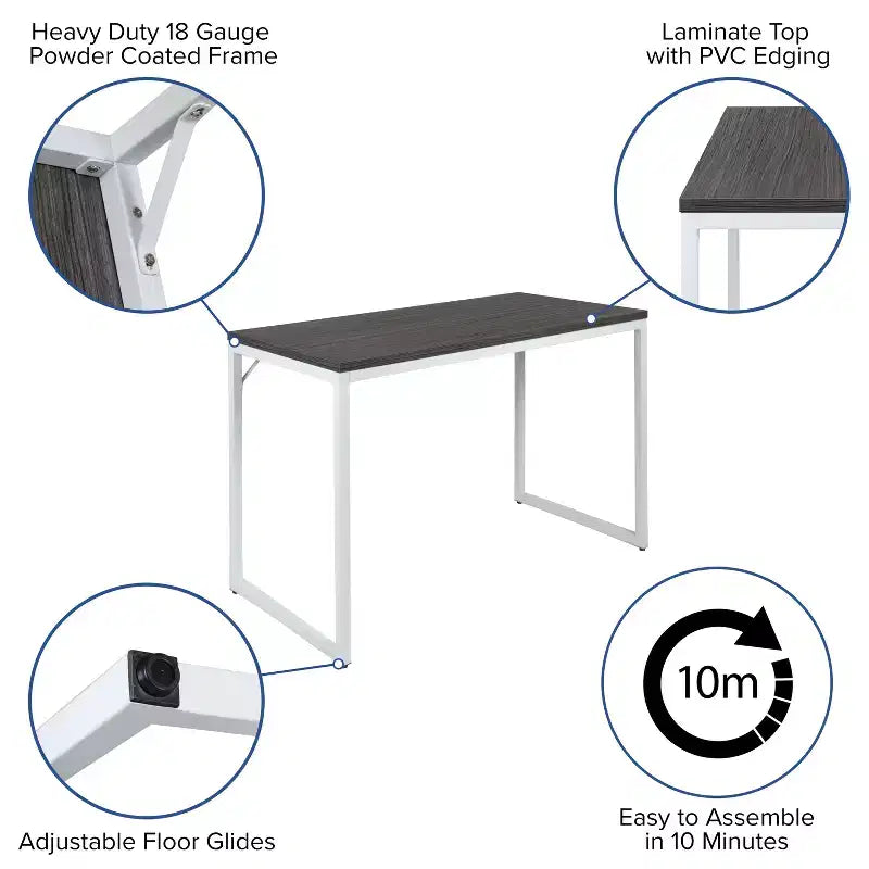 Merrick Lane 47 Inch Computer Desk with Open Metal Frame